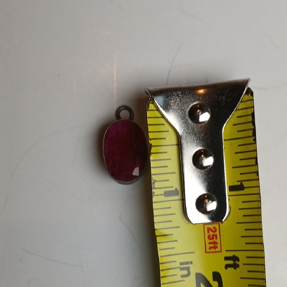 Simple Raw Kashmir Ruby Sterling Silver Pendant R… - image 5